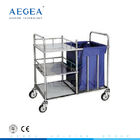 AG-SS010 materiał ze stali nierdzewnej lniane wózki na pranie szpitalne