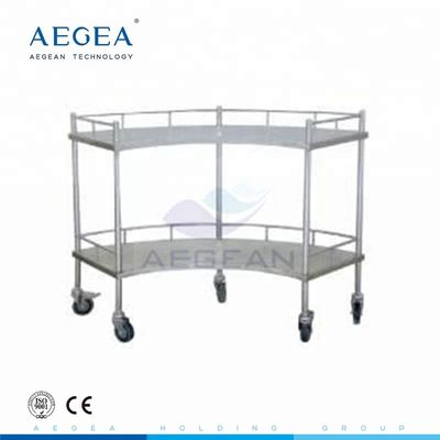 AG-SS007 Surgical room instrument metalowy kształt ramy wentylatora wózki szpitalne z dwiema półkami